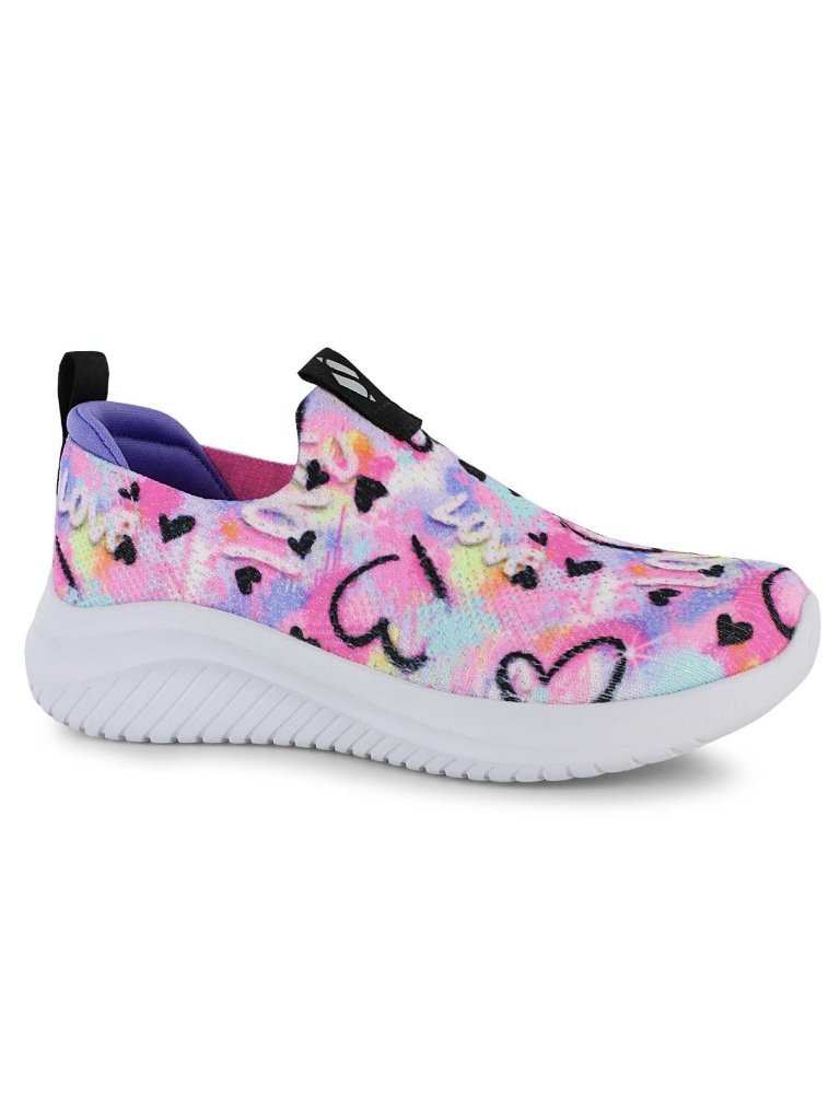 New Skechers Kids Girls Ultra Flex 3.0 Graffiti Rush Sneaker Size 12 Slip On
